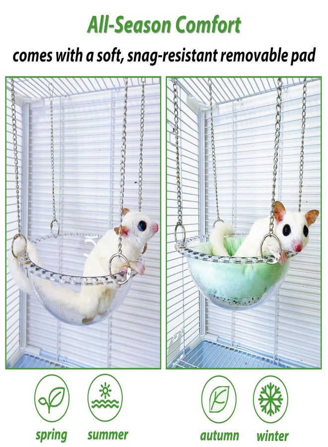 Jevnd Sugar Glider Hammock for Cage, Transparent Hanging Bed for Clear Observation, All-Season Comfort with Removable Pad, Chew Proof Sleeping Pouch, Metal Chain Reinforced Sugar Glider Cage Accessories - Image 5